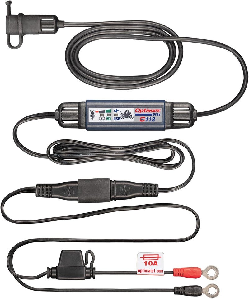 OptiMate USB O-118, Smart in-line 3300mA Motorcycle USB-C Charger, with Standby Mode and Vehicle Battery Monitor - Image 1